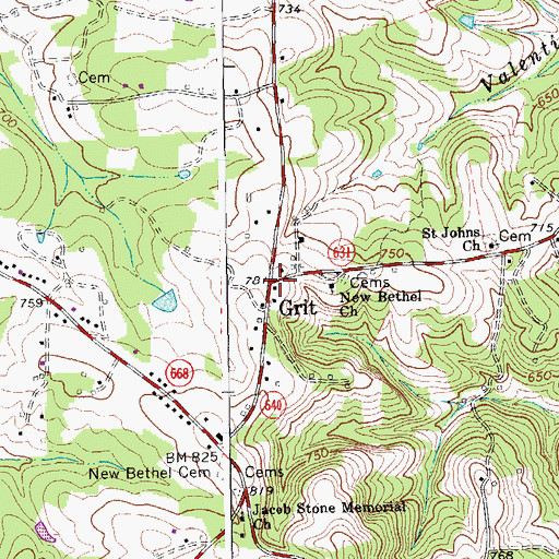 Topographic Map of Grit, VA