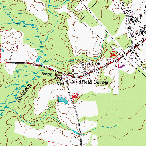 Topographic Map of Guildfield Corner, VA
