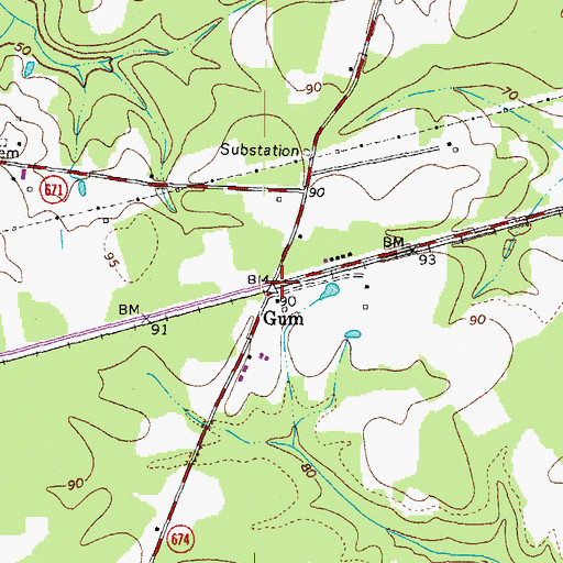 Topographic Map of Gum, VA