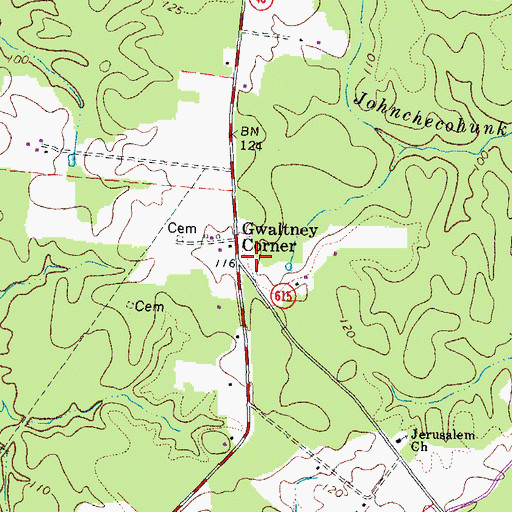 Topographic Map of Gwaltney Corner, VA