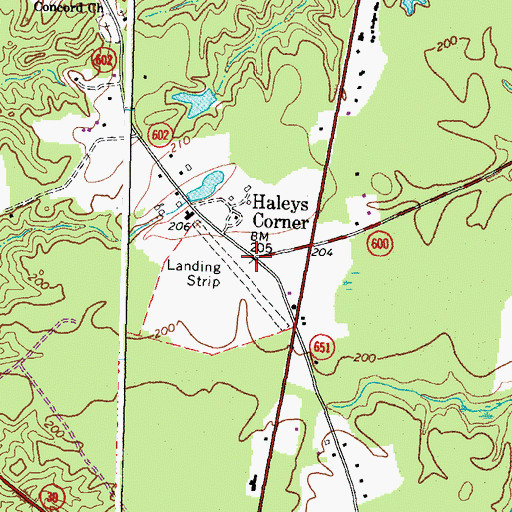 Topographic Map of Haleys Corner, VA