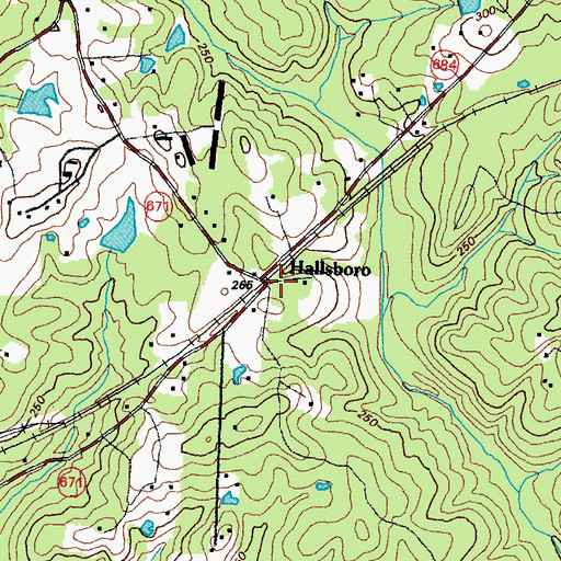 Topographic Map of Hallsboro, VA