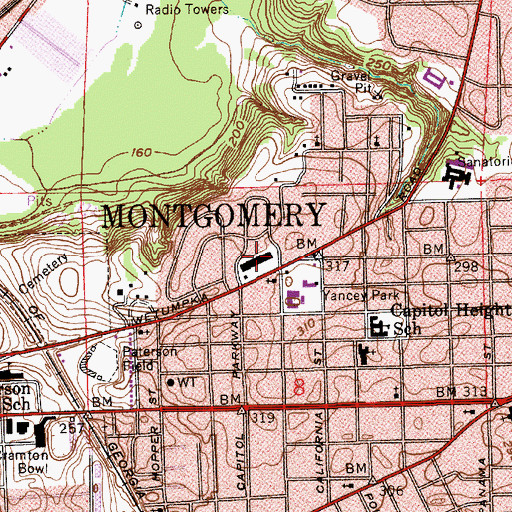 Topographic Map of Capital Parkway Shopping Center, AL
