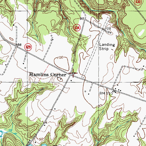 Topographic Map of Hamlins Corner, VA