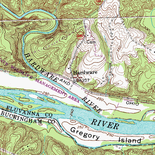 Topographic Map of Hardware, VA