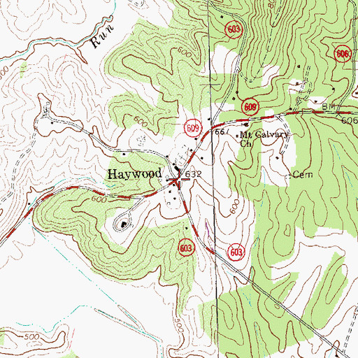 Topographic Map of Haywood, VA