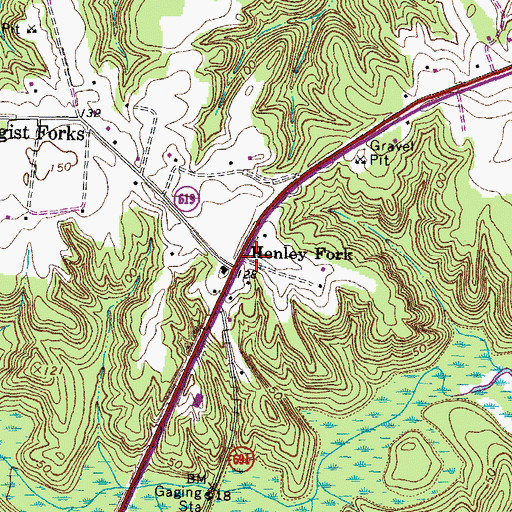 Topographic Map of Henley Fork, VA