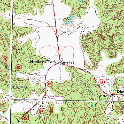 Topographic Map of Henleys Fork, VA