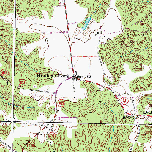 Topographic Map of Henleys Fork, VA