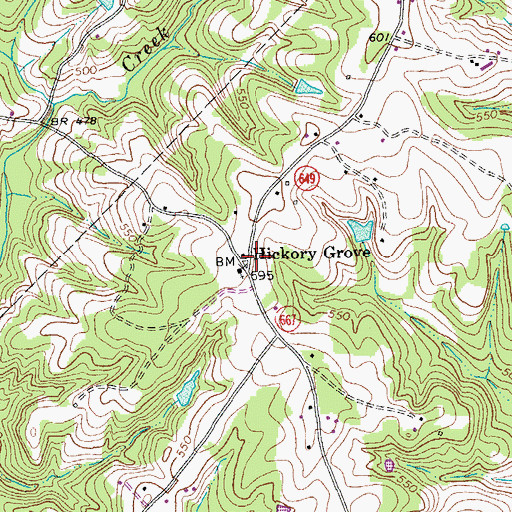 Topographic Map of Hickory Grove, VA