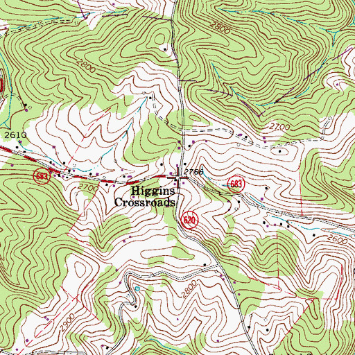 Topographic Map of Higgins Crossroads, VA