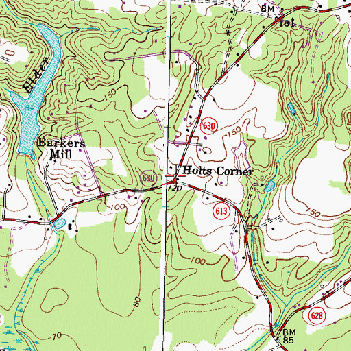 Topographic Map of Holts Corner, VA