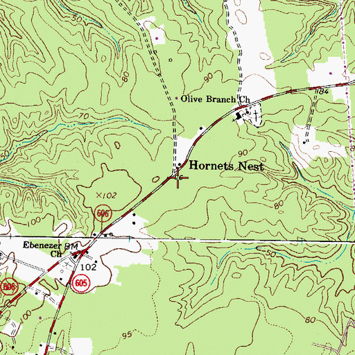 Topographic Map of Hornets Nest, VA