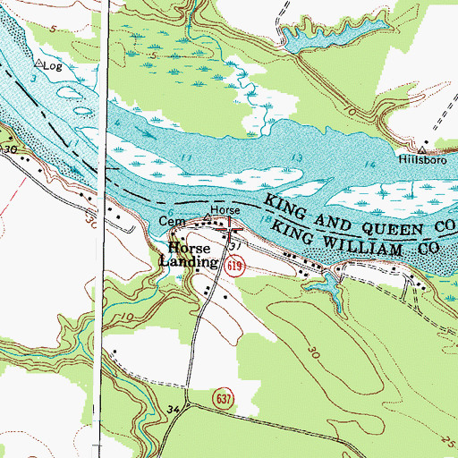Topographic Map of Horse Landing, VA