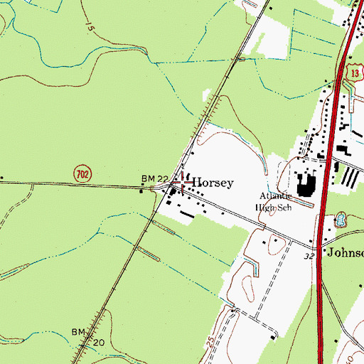 Topographic Map of Horsey, VA