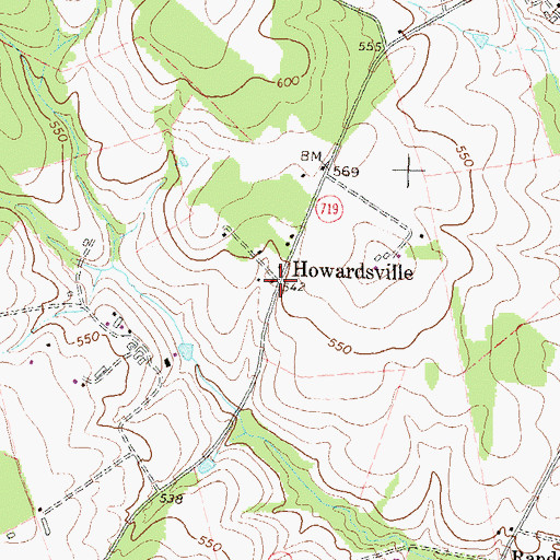 Topographic Map of Howardsville, VA