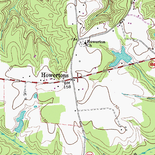 Topographic Map of Howertons, VA
