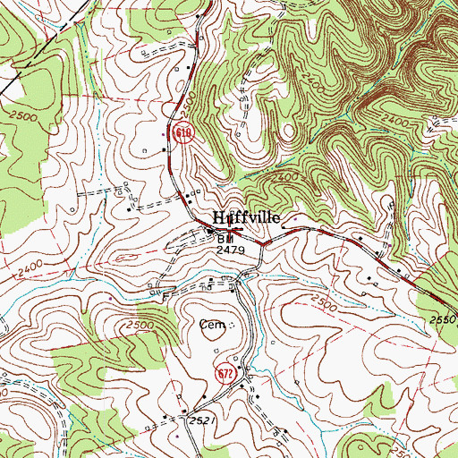 Topographic Map of Huffville, VA