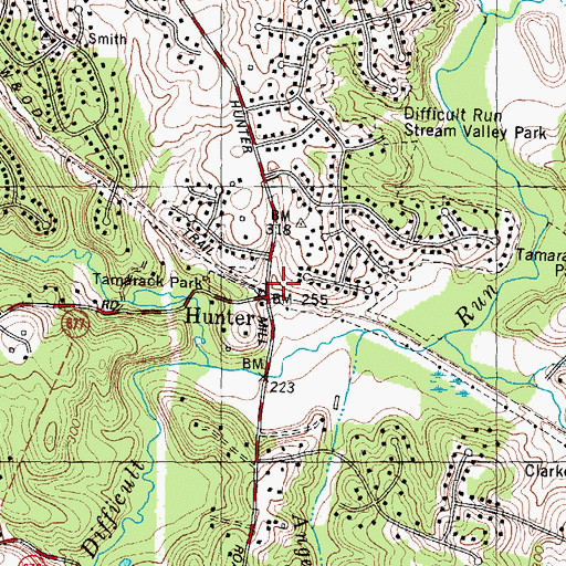 Topographic Map of Hunter, VA