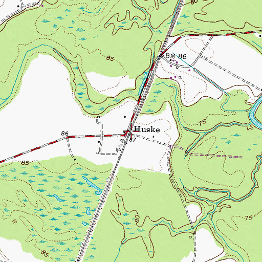 Topographic Map of Huske, VA