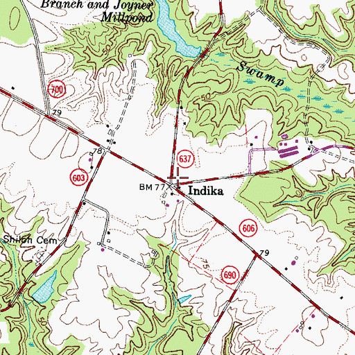 Topographic Map of Indika, VA