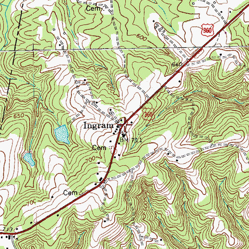 Topographic Map of Ingram, VA