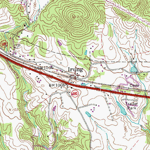 Topographic Map of Irving, VA
