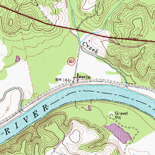 Topographic Map of Irwin, VA