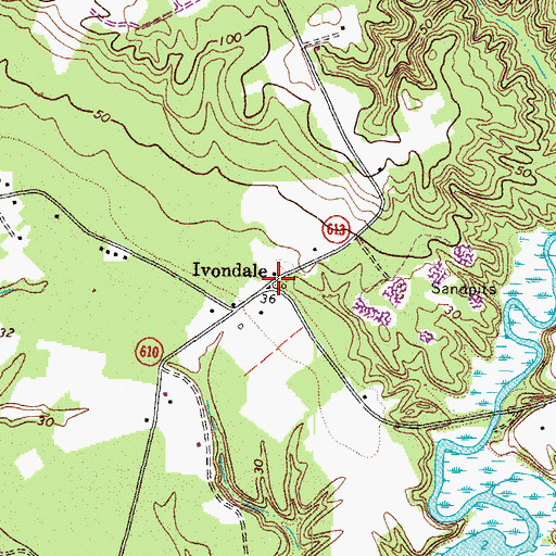 Topographic Map of Ivondale, VA