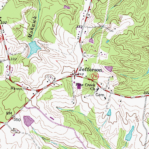 Topographic Map of Jefferson, VA