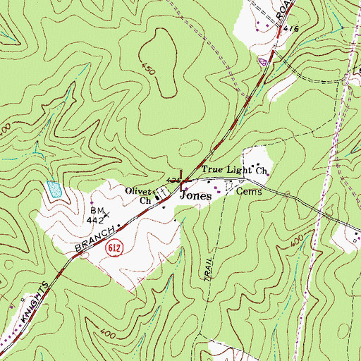 Topographic Map of Jones, VA