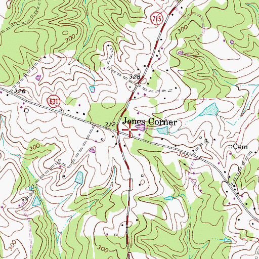 Topographic Map of Jones Corner, VA