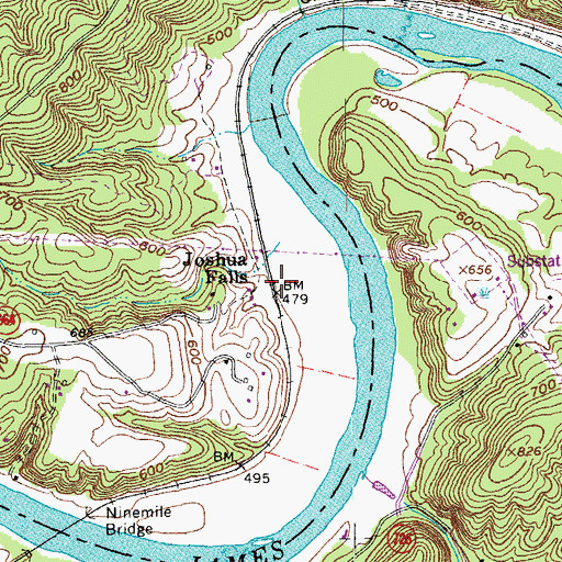 Topographic Map of Joshua Falls, VA