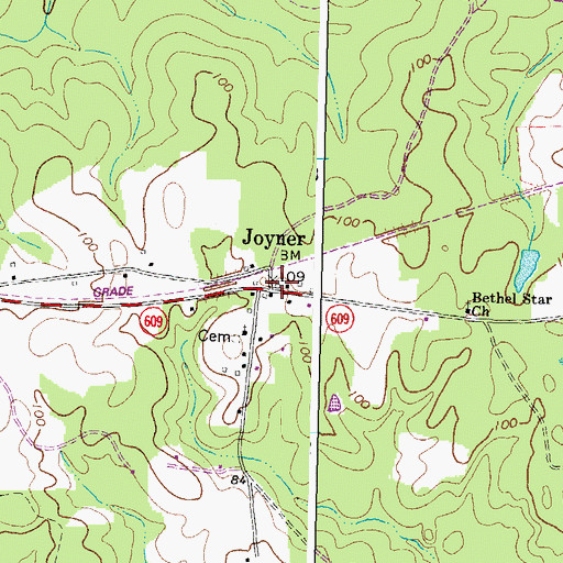 Topographic Map of Joyner, VA