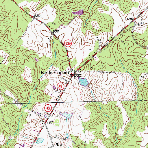 Topographic Map of Kells Corner, VA