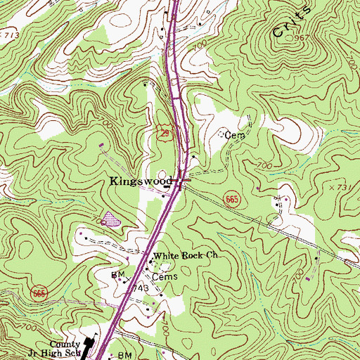 Topographic Map of Kingswood, VA