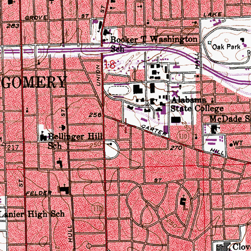 Topographic Map of Carter Hill Church of Christ, AL