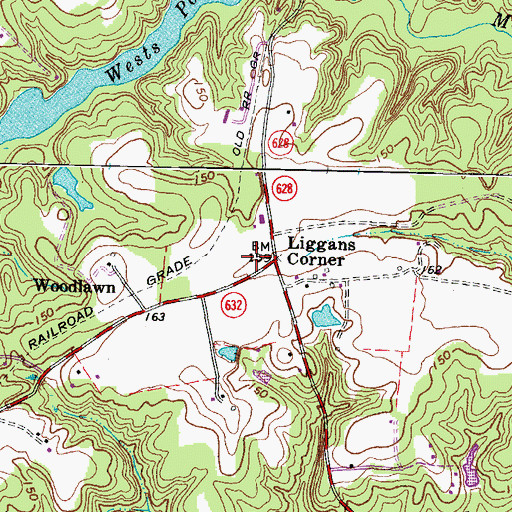 Topographic Map of Liggans Corner, VA