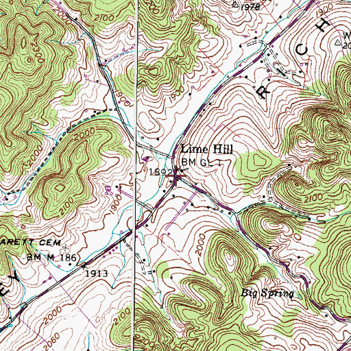 Topographic Map of Lime Hill, VA