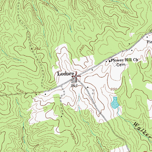 Topographic Map of Lodore, VA