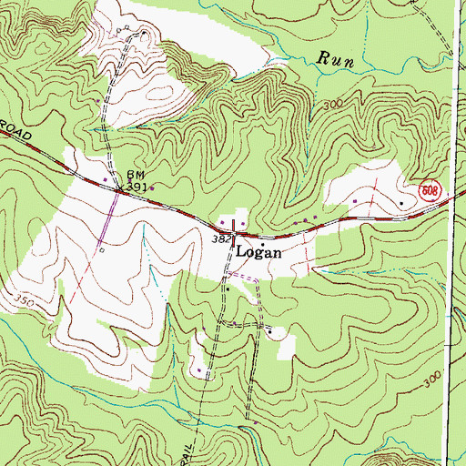 Topographic Map of Logan, VA