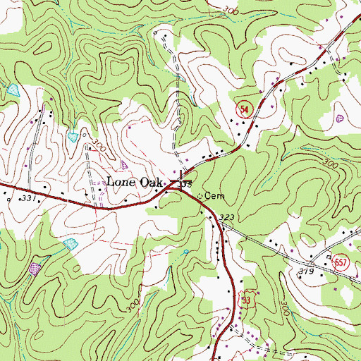 Topographic Map of Lone Oak, VA