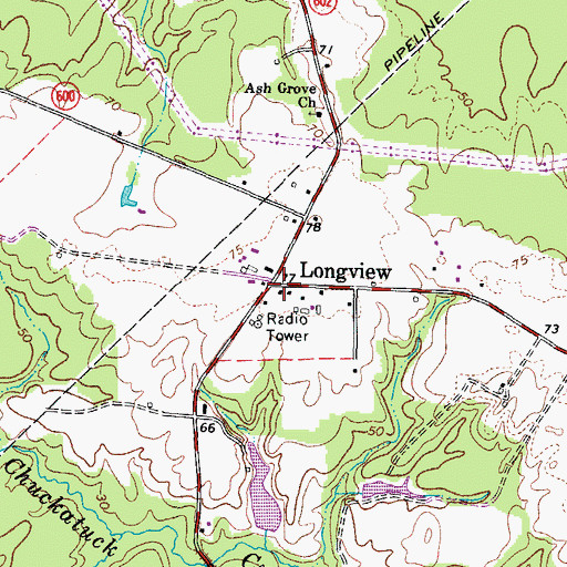 Topographic Map of Longview, VA