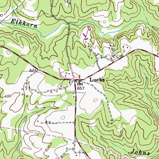 Topographic Map of Lucks, VA