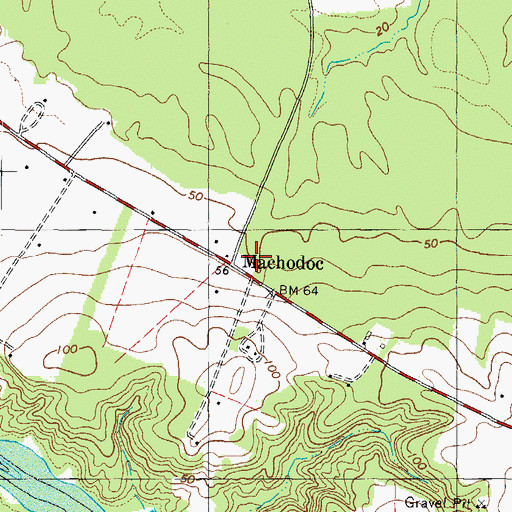 Topographic Map of Machodoc, VA