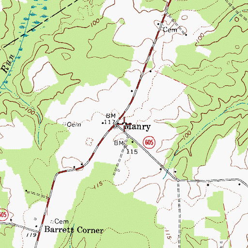 Topographic Map of Manry, VA