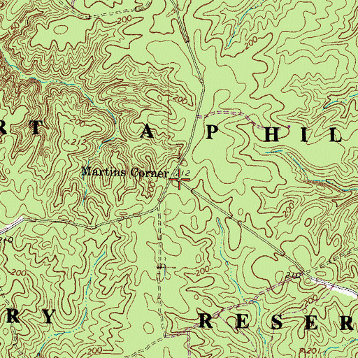 Topographic Map of Martins Corner, VA
