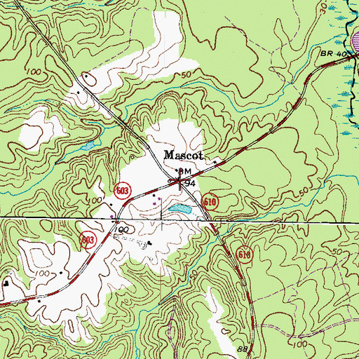 Topographic Map of Mascot, VA