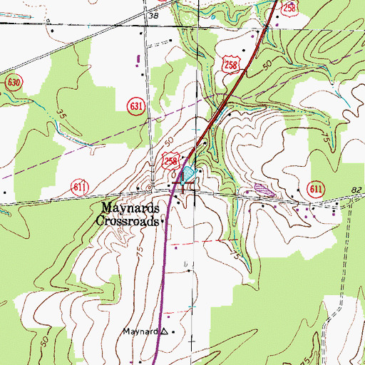 Topographic Map of Maynards Crossroads, VA