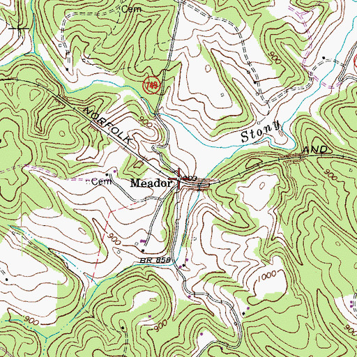 Topographic Map of Meador, VA